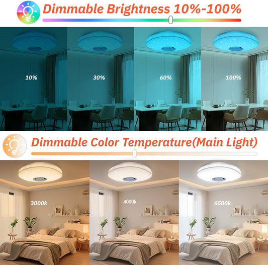 TEKHOME Plafoniera LED Smart con Bluetooth, APP e Musica, 31W RGB + 31W Bianco (3000K-6500K), Contrololo da Telecomando e Phone, Luce Colorata per Camera Letto/Soggiorno, IP20 C09-RGB