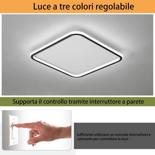TEKHOME Lampada da soffitto a LED, diametro 50 cm, quadrata, moderna, 3COLORE 4000LM, acrilico, per camera da letto, cucina, sala da pranzo, illuminazione a LED a risparmio C12-3C