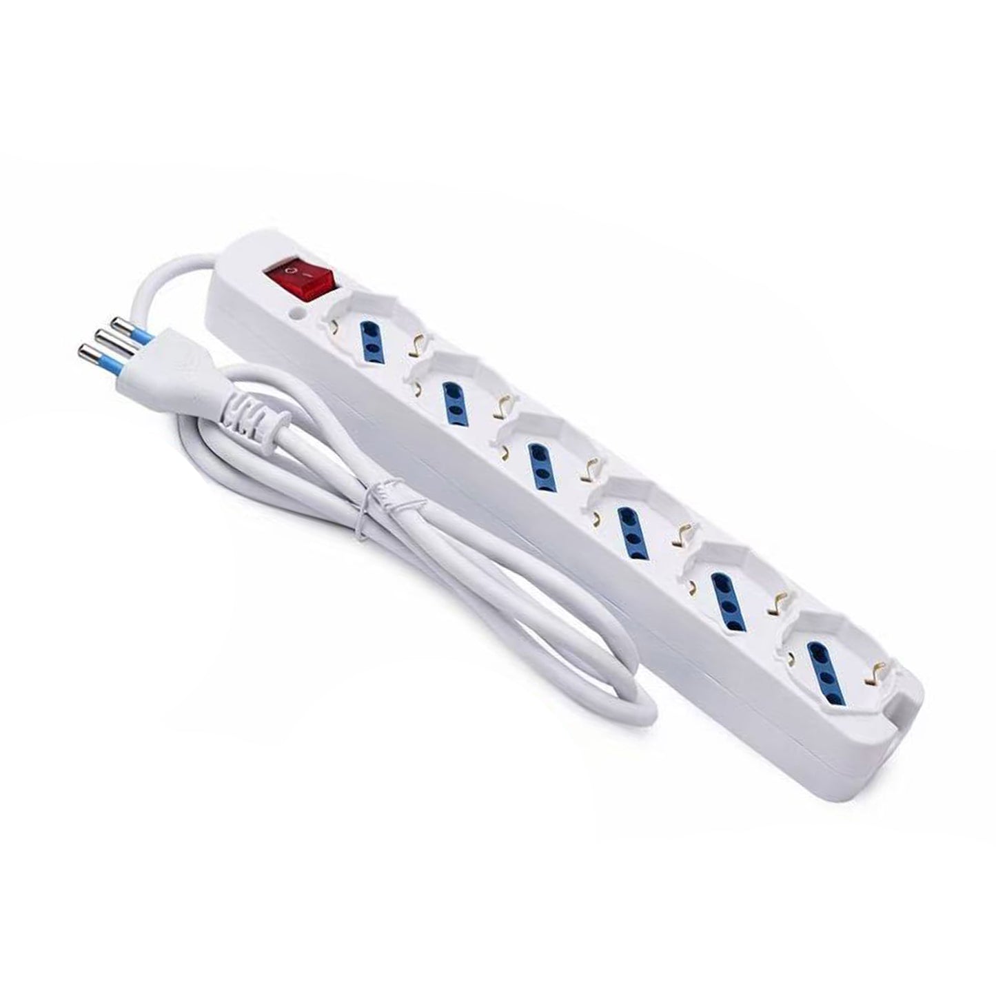 2 Pezzi – Multipresa 6 Prese Universali 16A con Interruttore Luminoso, Cavo 3 m, Spina Italiana Tipo L, Ciabatta Elettrica Bianca per Casa e Ufficio –80191N