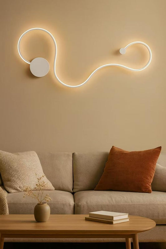 TEKHOME Applique LED da Muro 20W, Design Artistico Moderno a Linea Fluida, 3 Colori 3000K-4000K-6500K, Bianco, IP20, Lampada da Parete Interna per Soggiorno, Camera da Letto, Corridoio E12