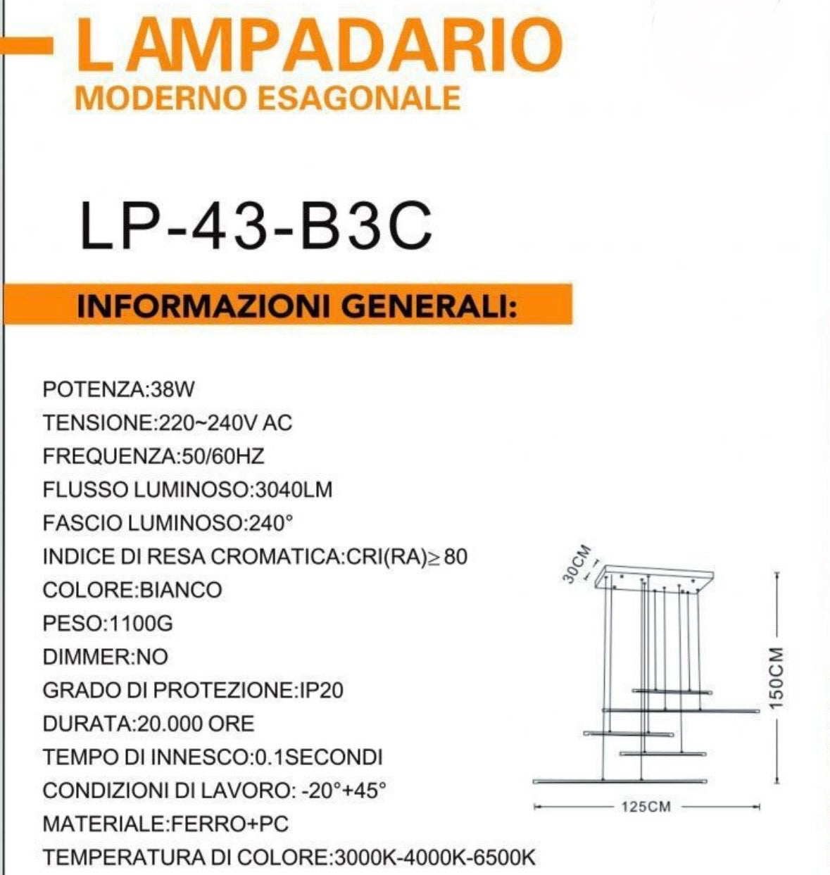 Lampadario LED Moderno Skylines LP-43