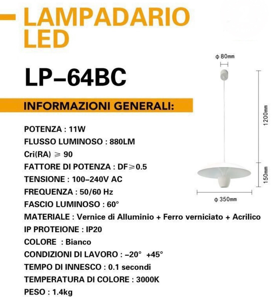 Lampadario a sospensione fungo LP-64