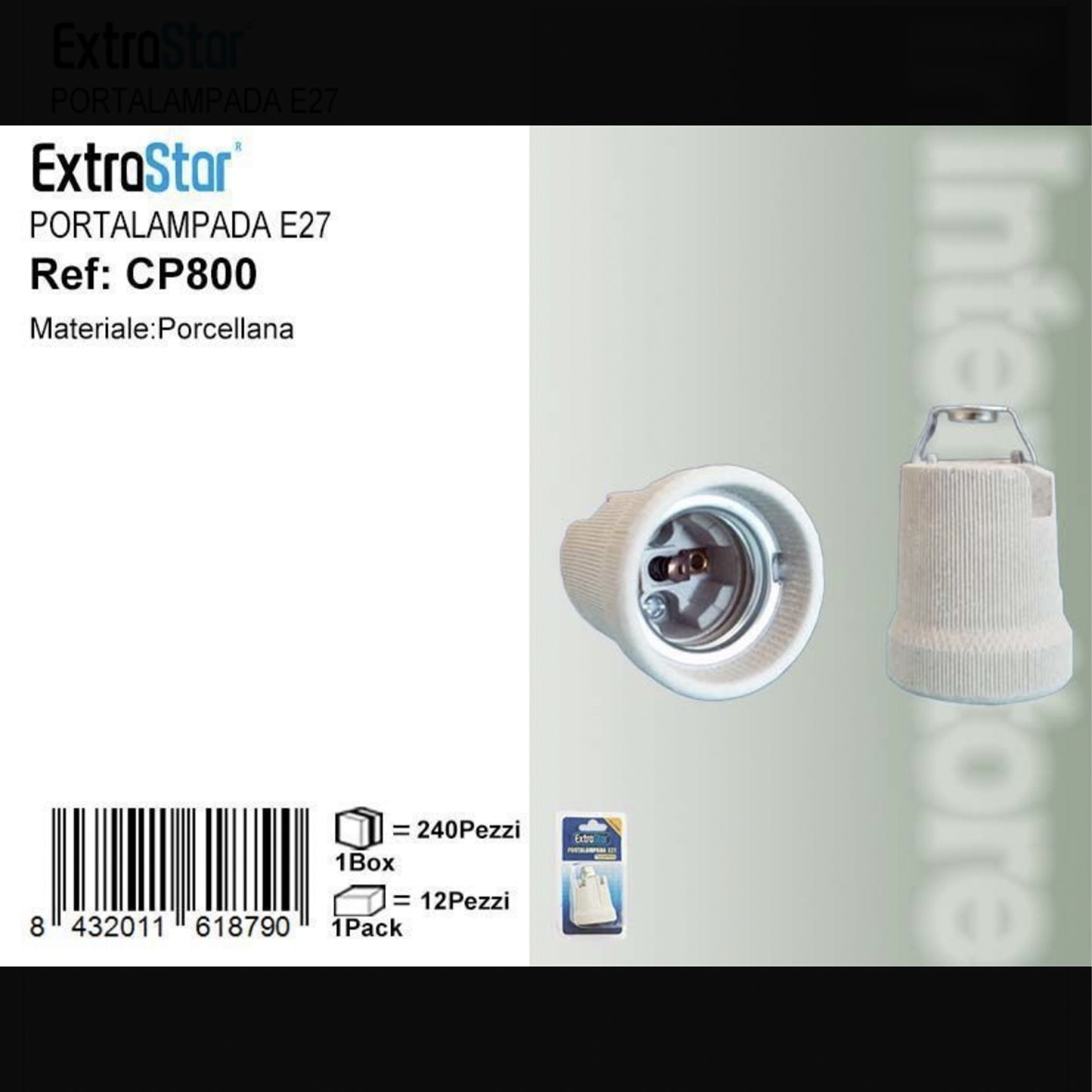 12 Pezzi Portalampada E27 in Ceramica con Gancio, Attacco E27 230V Resistente al Calore, Compatibile LED e Incandescenza – CP800