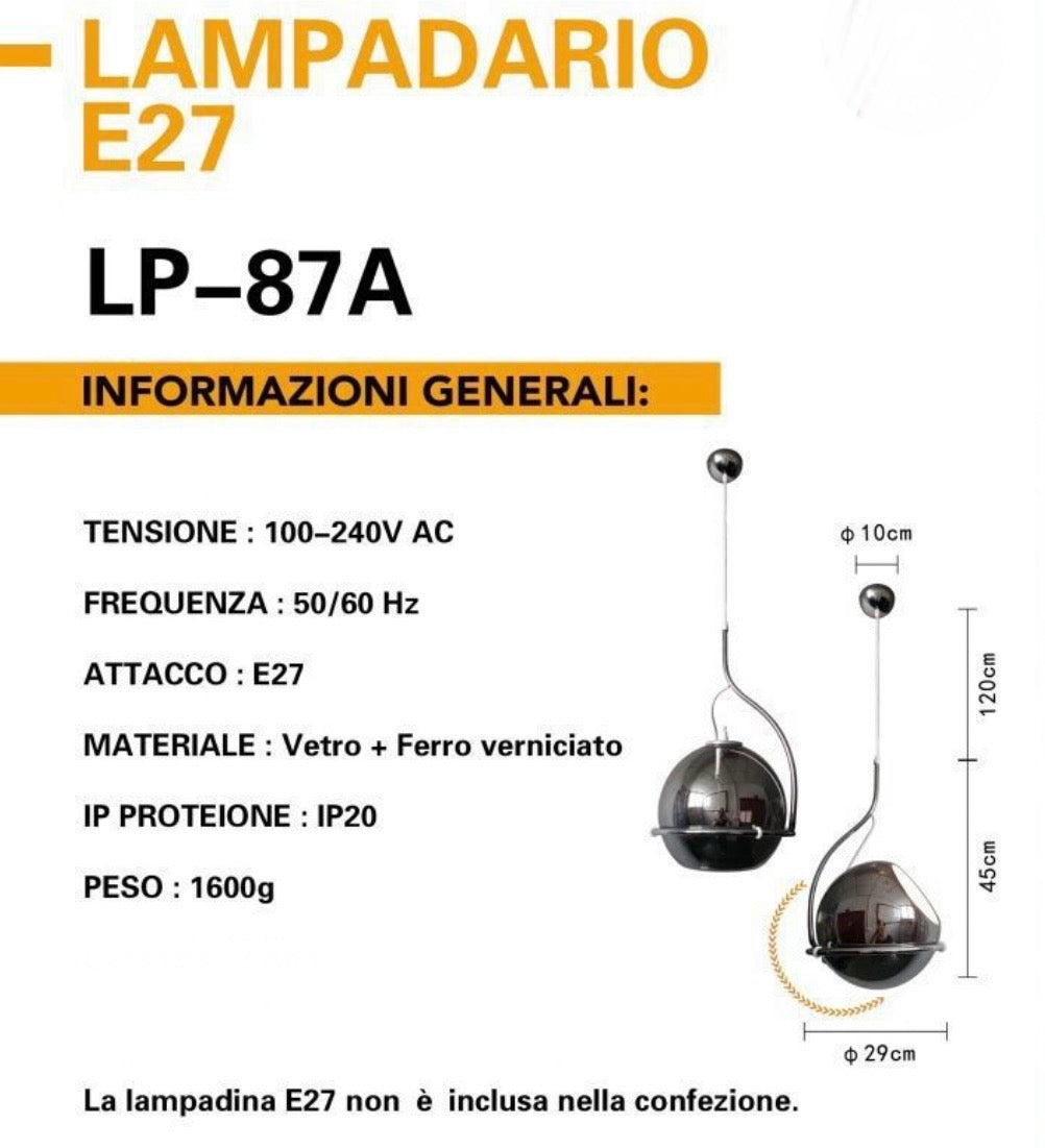 Lampadario a sospensione in vetro OBLO'LP-87