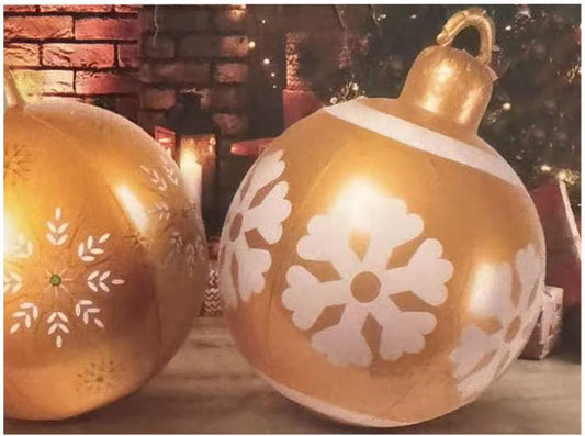 Palla Natalizia Gonfiabile 60 cm Oro – Decorazione Natalizia da Interno ed Esterno, Pallone Decorativo di Natale per Casa, Vetrina o Giardino 513015
