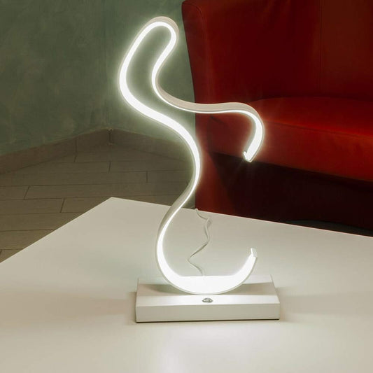 Lampada da Tavolo LED Moderna – 12W, Design Artistico a S, CRI≥80, 3000K / 4000K / 6500K, Lampada da Comodino e Scrivania, Interno IP20- D03