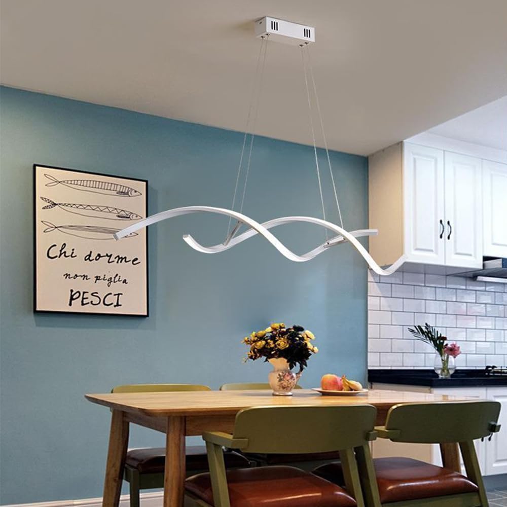 TEKHOME Lampadario led a sospensione 28 watt lampada moderna a onda twist bianco luce fredda 6500k calda 3000k naturale 4000k B56-A3C