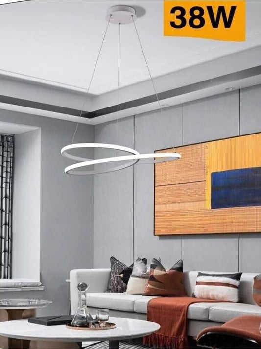 Lampadario led a sospensione anelli incrociati 38 w luce 3000K-6500K B62-B3C