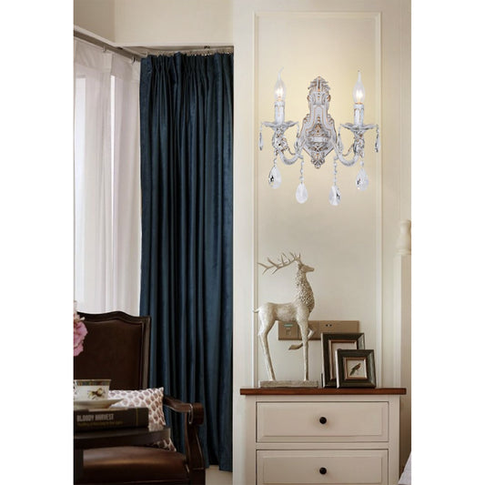 Applique da Parete Classica in Cristallo con Gocce – Lampada da Muro Stile Vintage Elegante per Camera e Salotto, Attacco E14 – E01-2