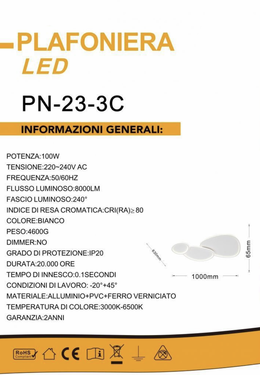 TEKHOME Plafoniera a led moderna a soffitto con telecomando e app per selezionare colore della luce e luminosità lampada adatta per camera da letto salone soggiorno cucina locali 100W PN-23
