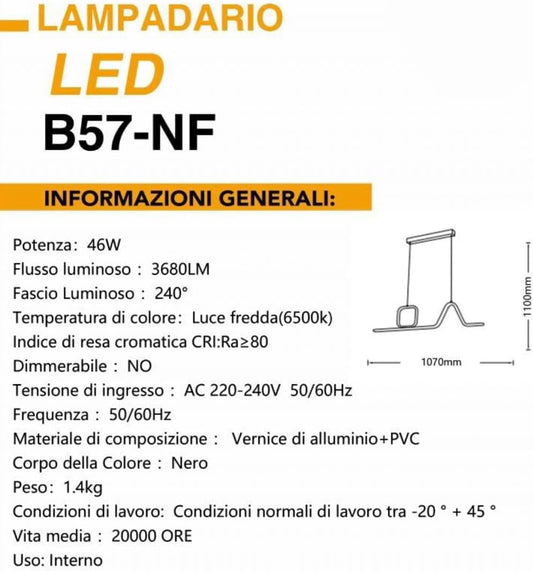 LAMPADARIO LED A SOSPENSIONE 46W WaveLine B57
