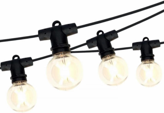 Catena Luminosa Esterna 10M, Lampadine G40 incluse, IP65 Impermeabile, Decorazione Giardino Terrazzo Balcone, Catena Luminosa E12 10 Lampade – Nero FLT-G40