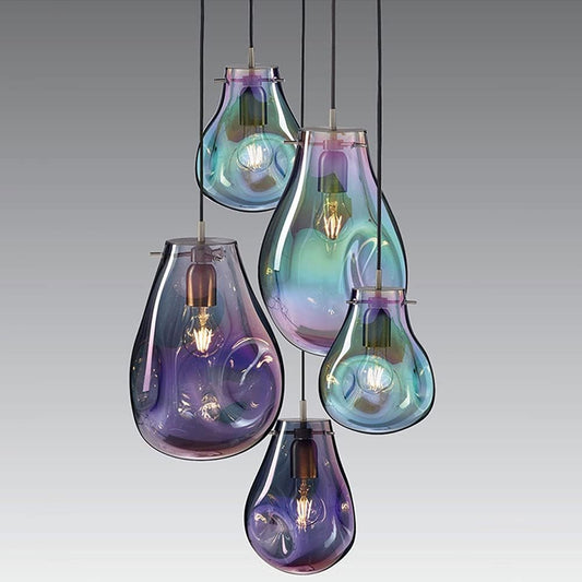 Lampade a Sospensione in Vetro colorato Lampadario Semplice e Moderno in Ferro Illuminazione a Sospensione per Bar Ristorante Portico Corridoio Lampada a Sospensione E27 Base LP-20A