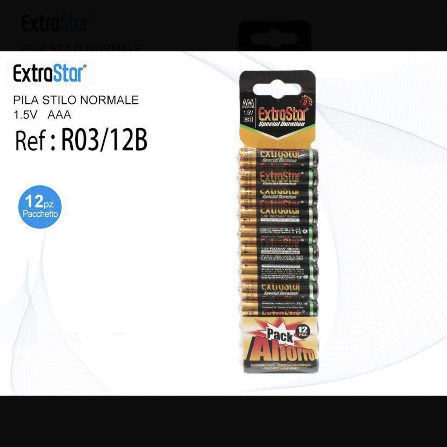 144 Pezzi Batterie AAA Alcaline 1.5V – Pile Ministilo a Lunga Durata per Telecomandi, Giocattoli, Mouse, Orologi – A-R03P-12B-80