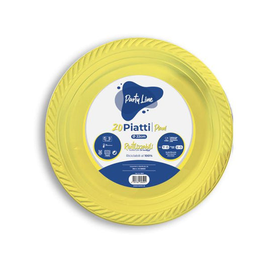 Party Piatti piani 22cm plastica colorati confezioni di 20pz