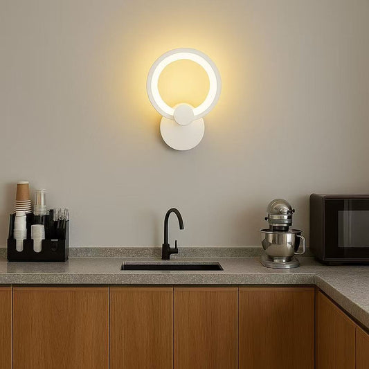 TEKHOME Applique da Parete LED Moderna 9W, Lampada da Parete Bianca Design Rotondo, Luce Calda 3000K / Naturale 4000K / Fredda 6500K, 450LM, per Camera da Letto, Soggiorno e Corridoio E27