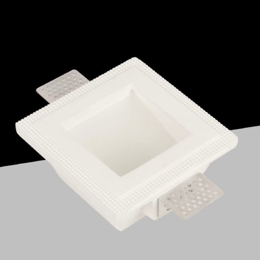 Portafaretto da Incasso in Gesso GU10 Quadrato – Verniciabile, Incasso a Scomparsa, Supporto Faretto per Cartongesso, Max 35W, Bianco GS-02