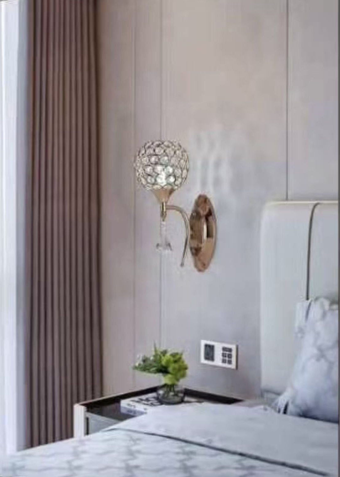 TEKHOME Applique da Parete Moderna con Design a Cristalli, Attacco G9 60W, per Interni, Disponibile in Oro e Argento, 280mm, Metallo e Cristallo (Senza Lampadina) E19