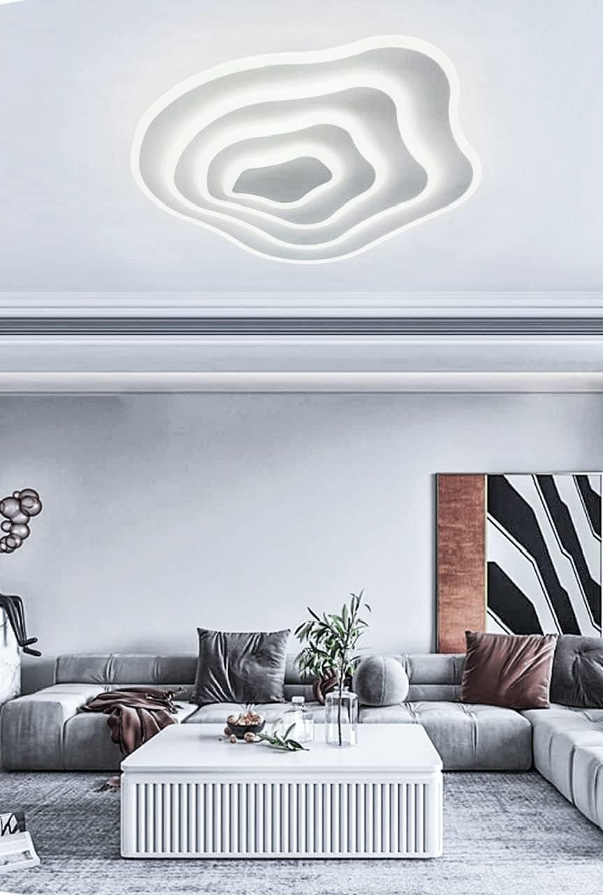 TEKHOME Plafoniera a led da interno moderna a soffitto forma tonda lampadario adatta per camera da letto salone soggiorno salotto cucina locali commerciali 59W PN-28