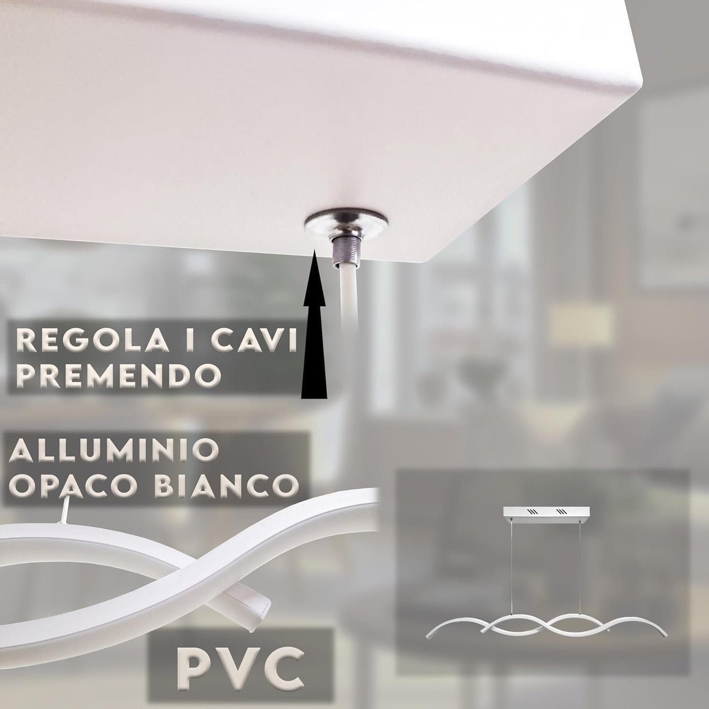 TEKHOME Lampadario a Sospensione Moderno | Lampadario LED Soffitto per Soggiorno, Cucina, Camera da Letto | 3 Colore Della Luce| Lampada Sospesa | 26W | Alluminio 90x5x90 cm- A43