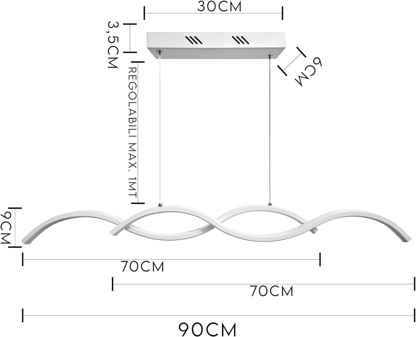 TEKHOME Lampadario a Sospensione Moderno | Lampadario LED Soffitto per Soggiorno, Cucina, Camera da Letto | 3 Colore Della Luce| Lampada Sospesa | 26W | Alluminio 90x5x90 cm- A43