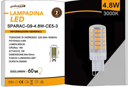 Lampadine LED G9 4,8W 600LM 10 Pezzi 220-240V SPARAC-G9-4.8W-CE5