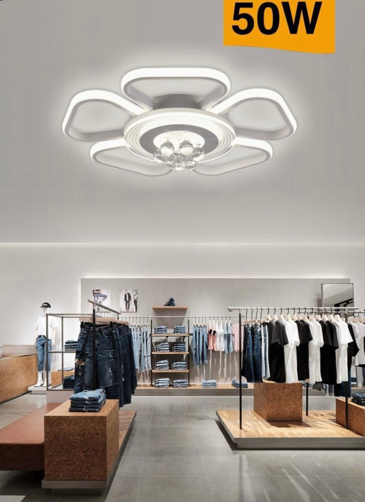 EKHOME Plafoniera led 50 watt a forma di fiore con pendenti in acrilico lampadario da soffitto lampada moderna bianca a luce fredda 6500k calda 3000k naturale 4000k C42