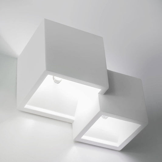 TEKHONE Applique da Parete in Gesso Bianco 2xG9 | Lampada da Muro Moderna Verniciabile | Illuminazione Decorativa per Soggiorno Camera Corridoio – GS-E74