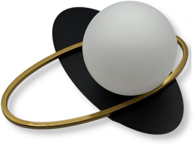 Applique LED da Parete G9, Design Moderno Nero e Oro, Sfera Opalina, Luce Diffusa per Camera, Soggiorno, Corridoio, Ingresso, Lampada Decorativa in Metallo Elegante AQ58