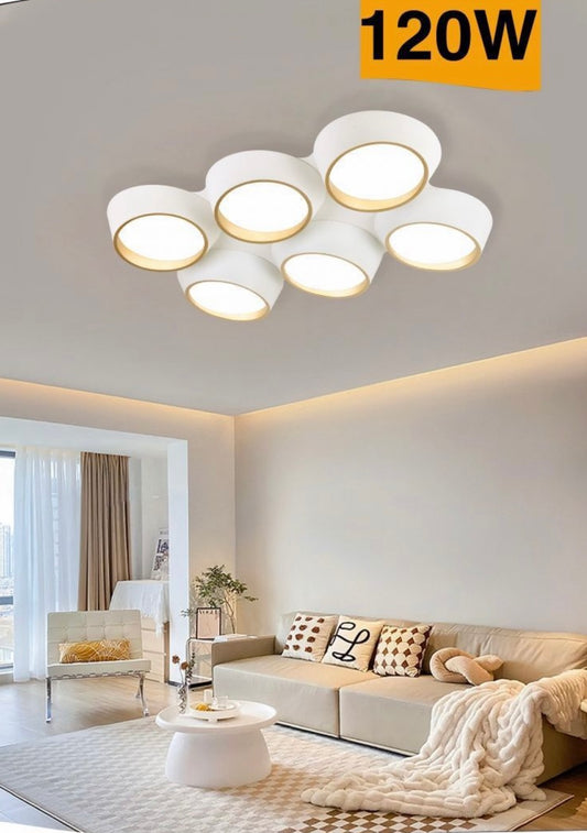 TEKHOME Plafoniera a led 120 watt lampadario da soffitto 6 cerchi irregolari luce 3000K 4000K 6500K C51