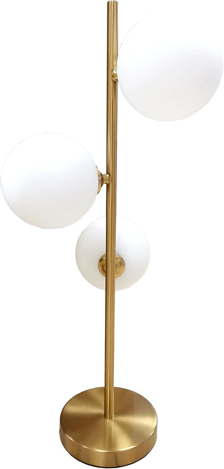 Lampada da tavolo Oro con sfere bolle bianche design moderno minimal (Lampada Tavolo 3 Sfere) D33