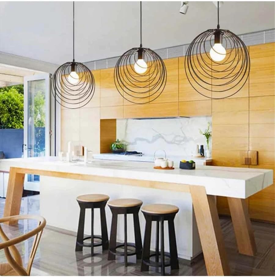 Lampadario A Sospensione Nero E27 Lampada Geometrica da Soffitto Decorativa B86