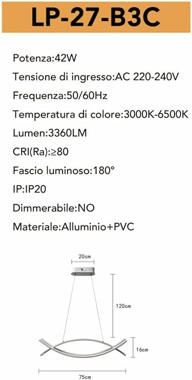 Lampadario Moderno Shadow 42W LP-27