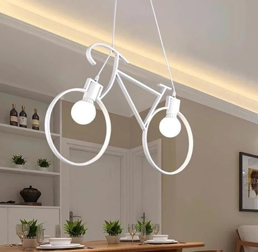 lampadario pendente bike LED lampada a sospensione bicicletta arredamento moderno doppio portalampada attacco E27 luci intercambiabili A10