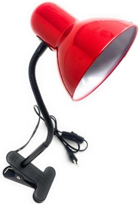 Lampada da Tavolo con Pinza – Attacco E27, Braccio Flessibile 40 cm, Metallo, Luce Direzionabile, Max 60W – Studio, Scrivania, Cameretta D21