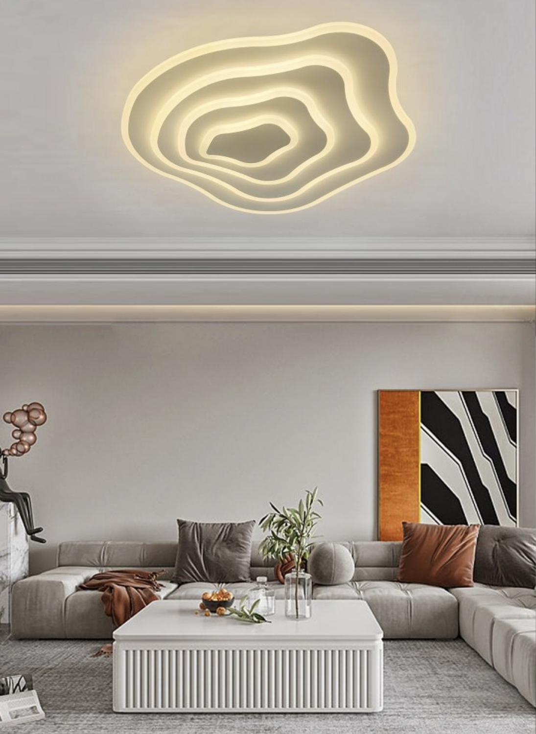 TEKHOME Plafoniera a led da interno moderna a soffitto forma tonda lampadario adatta per camera da letto salone soggiorno salotto cucina locali commerciali 59W PN-28