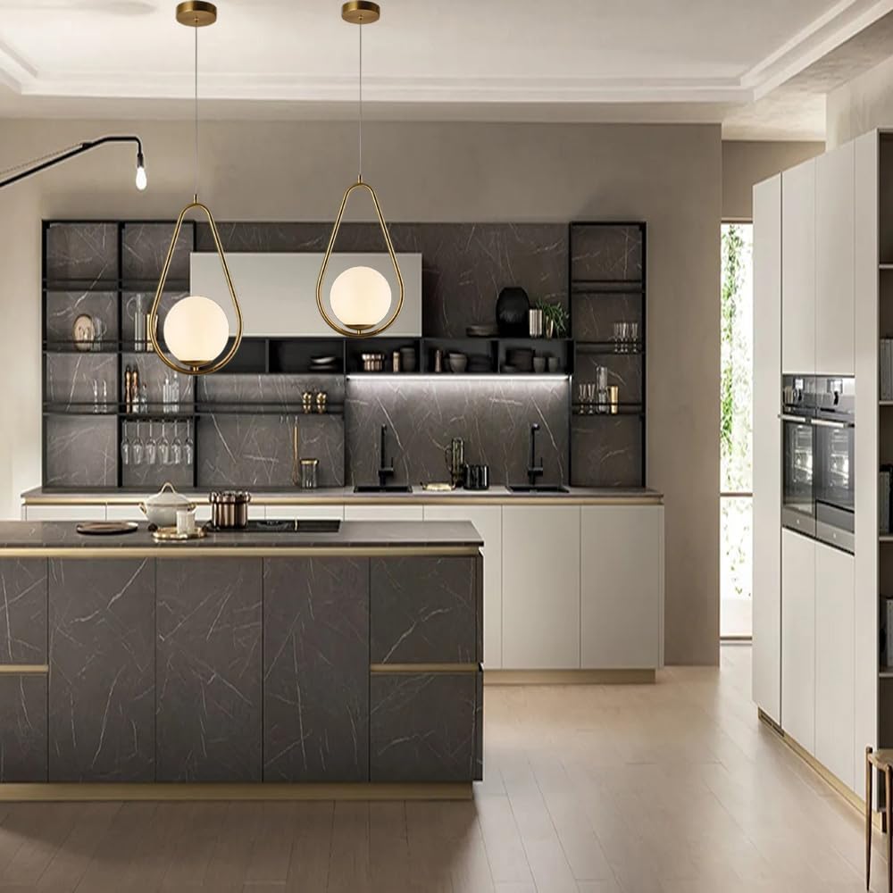 Lampadario a Sospensione Moderna G9, Attacco 1xG9, Design a Goccia in Metallo e PE, Altezza 120cm, Colore Bronzo, per Soggiorno Camera da Letto Cucina - Senza Lampadina A27
