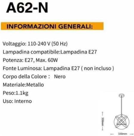 Lampadario Moderno a Sospensione a Fasce intrecciate in Ferro verniciato finish opaco Attacco per Lampadine 1xE27, Potenza max 1x60W - 33X33 (diametro) cm lunghezza filo 123 cm (industriale) A62N