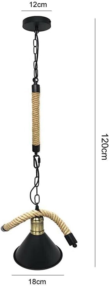 LAMPADARIO CORDA IN CANAPA PORTALAMPADA E27 PARALUME CAMPANA STILE RETRÒ B24-1
