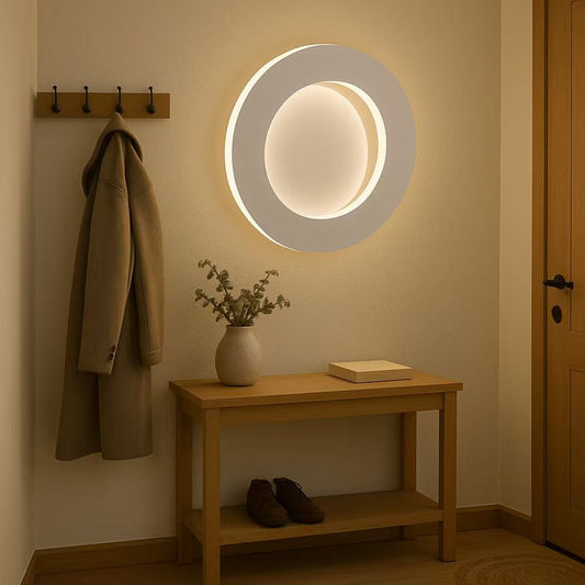 TEKHOME Applique LED da Parete 15W Rotonda Moderna 3 Colori 3000K-6500K Bianca, Lampada da Muro Creativa per Camera da Letto, Soggiorno, Corridoio AQ17-3C