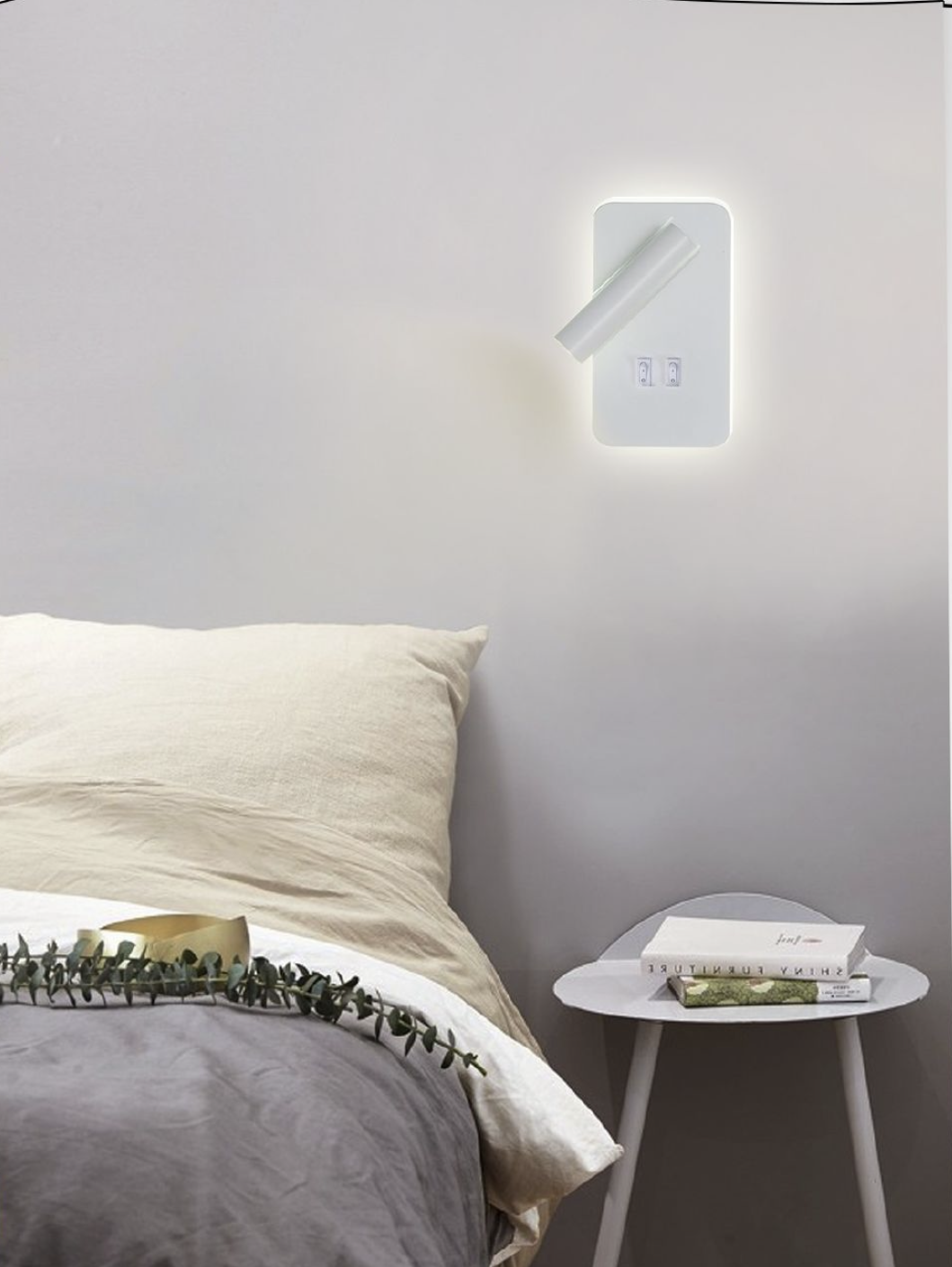 TEKHOME Applique da Parete LED 6W con Interruttore, Lampada da Comodino Orientabile, Luce 3000K-6500K Design Moderno in Alluminio, per Camera da Letto e SoggiornoE20