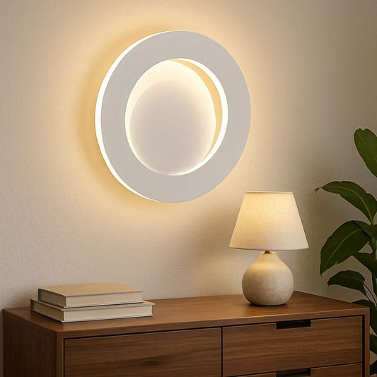 TEKHOME Applique LED da Parete 15W Rotonda Moderna 3 Colori 3000K-6500K Bianca, Lampada da Muro Creativa per Camera da Letto, Soggiorno, Corridoio AQ17-3C
