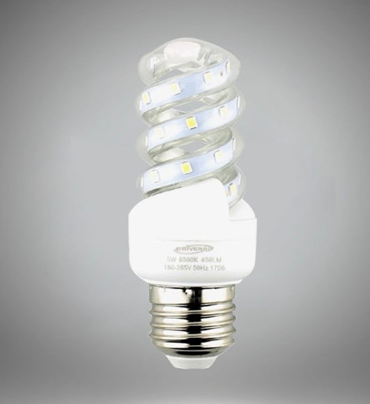 Lampadine LED E27 5W, Confezione da 6 Pezzi, 450LM, Luce Calda 3000K, Lampadina LED Spirale, Emissione 360°, CRI>80, Basso Consumo Energetico, Non Dimmerabile, Attacco E27, Modello S-02TC