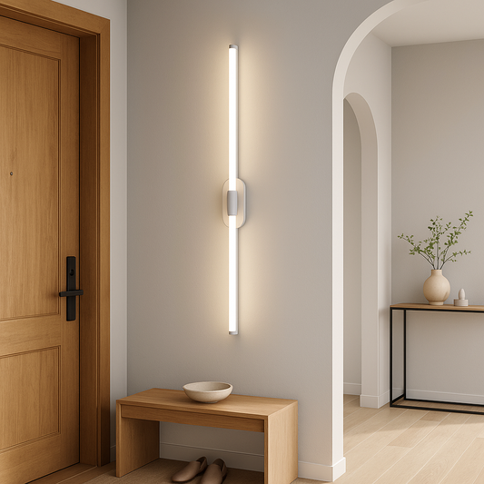 TEKHOME Lampada da Parete LED 12W Moderna con 3 Temperature Colore (3000K/4000K/6500K) Applique da Muro Interno, Bianco, Design Minimalista E80