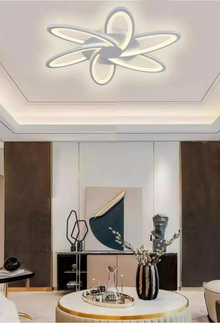 TEKHOME Plafoniera LED 59W Ø Decorativa, 3 Colori Selezionabili 3000K-4000K-6500K, Luce Soffitto Rotonda Moderna, Bianco, Senza Telecomando, per Soggiorno Camera Corridoio C15-3C