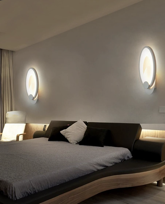 TEKHOME Applique da Parete LED Moderna 9W, Lampada da Parete Bianca Design Ovale, Luce Calda 3000K / Naturale 4000K / Fredda 6500K, 450LM, per Camera da Letto, Soggiorno e Corridoio E25