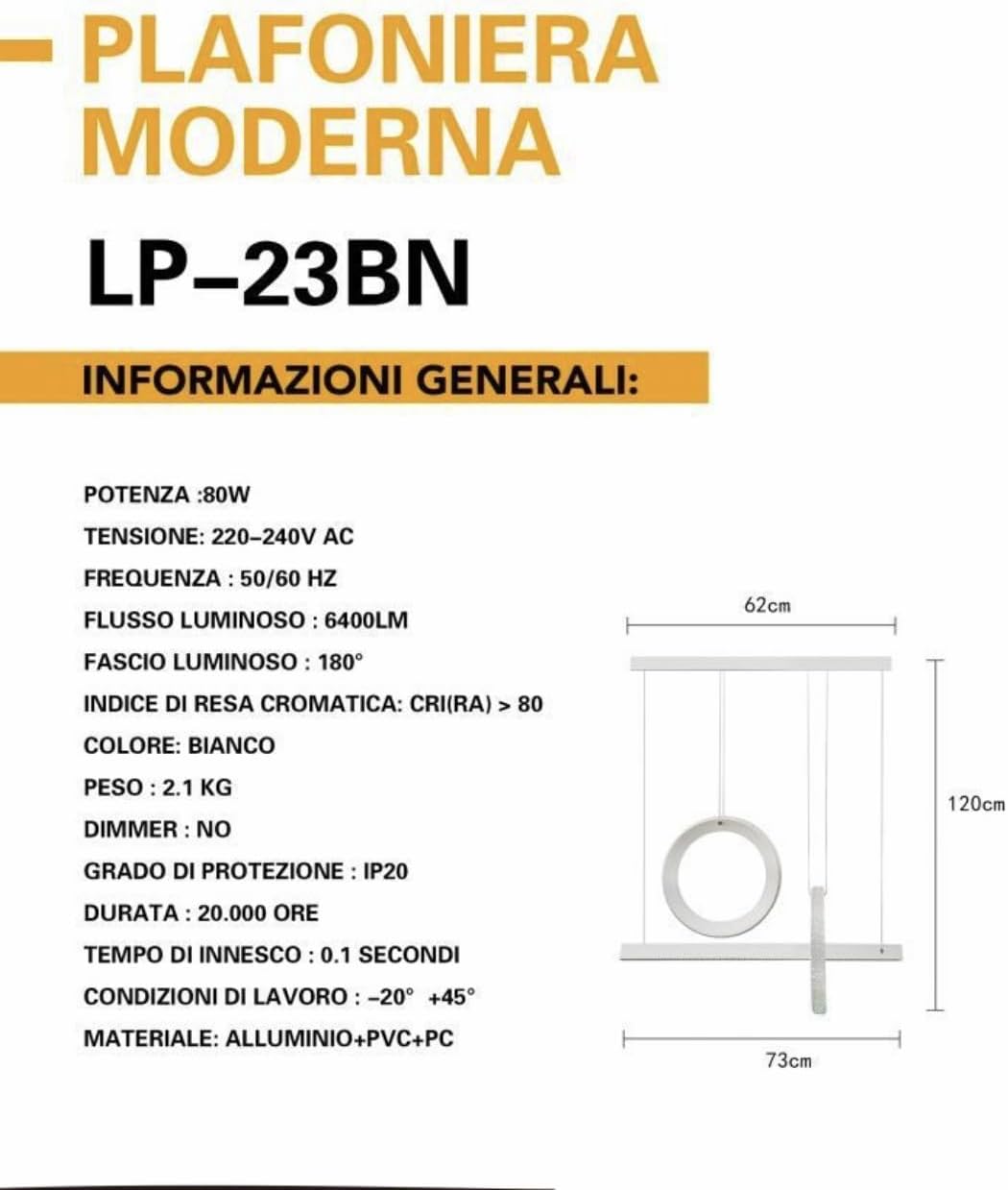 Lampadario LED Moderno EQUILIBRIA 35W LP-23