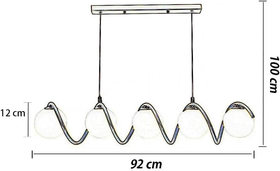 Lampadario a sospensione lampada moderna da soffitto con corpo in metallo color bronzo e sfera in vetro attacco per lampadina G9 (Oro, 5 sfere struttura twister) B96