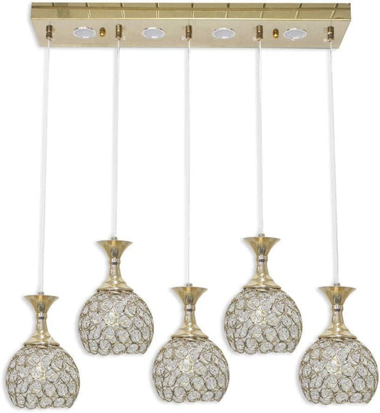 Lampadario led da soffitto a sospensione 35 watt luce fredda 6500k portalampada G9 con sfere con cristalli gocce in acrilico lampada plafoniera sospesa oro o argento B26