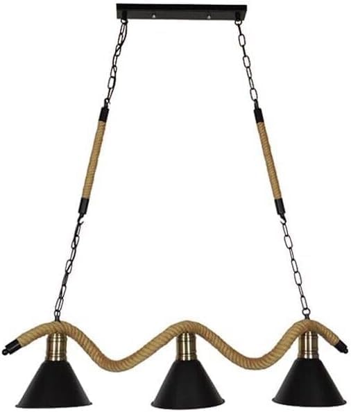 Lampadario da soffitto con corda in canapa vintage retrò lampada con 3 paralumi a campana E27 da soffitto arredamento rustico B24-3